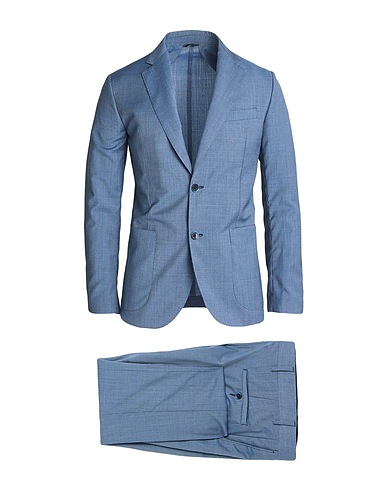 HAVANA & CO. Suits Blue 100% Virgin Wool