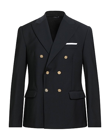 GREY DANIELE ALESSANDRINI Blazer Black 55% Wool, 41% Polyester, 4% Elastane