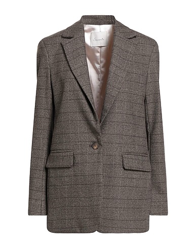SOUVENIR Blazer Dark brown 63% Polyester, 34% Viscose, 3% Elastane