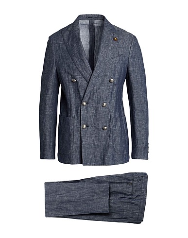 LARDINI Suits Blue 58% Cotton, 42% Linen