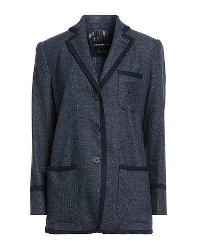 EMPORIO ARMANI Blazer Navy blue 58% Wool, 26% Cotton, 15% Polyamide, 1% Elastane