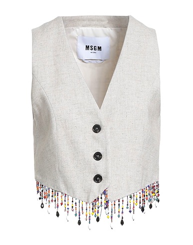 MSGM Waistcoat Beige 67% Viscose, 33% Linen, Glass, Polyester