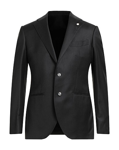 LUIGI BIANCHI Mantova Blazer Black 100% Virgin Wool