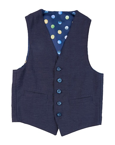 GREY DANIELE ALESSANDRINI Waistcoat Navy blue 55% Cotton, 45% Linen