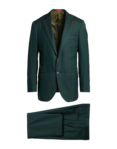 ISAIA Suits Dark green 95% Wool, 5% Silk