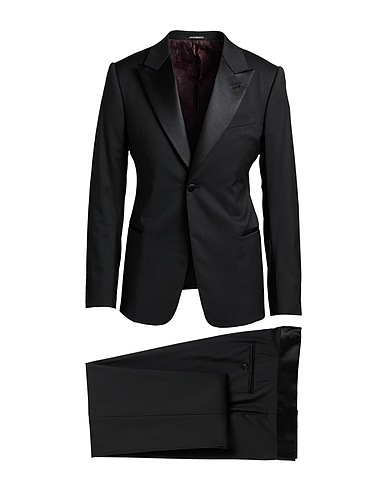 EMPORIO ARMANI Suits Black 87% Virgin Wool, 13% Silk, Polyester
