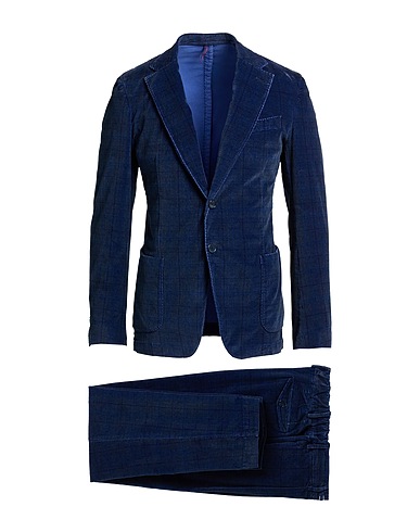 SANTANIELLO Suits Navy blue 97% Cotton, 3% Elastane