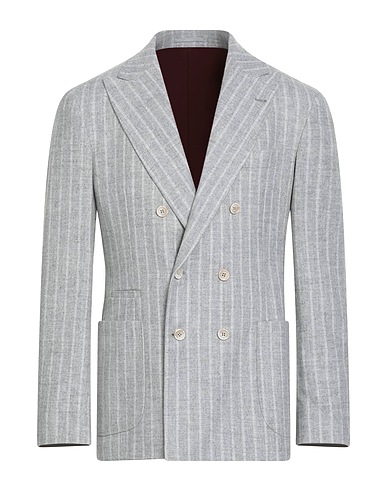 BRUNELLO CUCINELLI Blazer Light grey 56% Alpaca wool, 28% Wool, 15% Polyester, 1% Elastane