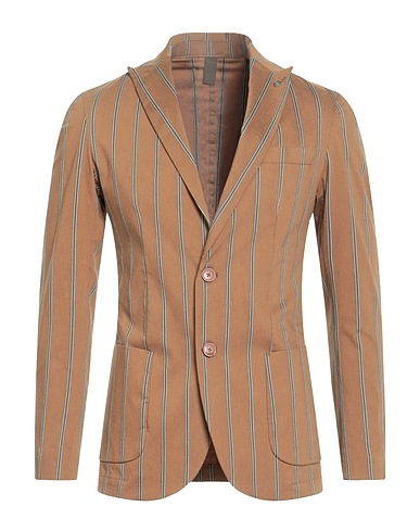 PAUL MIRANDA Blazer Light brown 67% Cotton, 30% Polyamide, 3% Elastane
