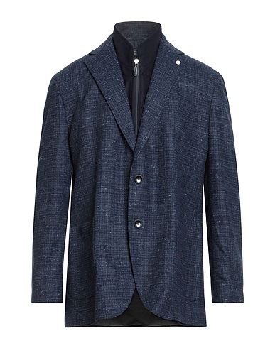 LUIGI BIANCHI Mantova Jacket Navy blue 87% Virgin Wool, 13% Silk