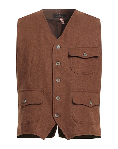 SANTANIELLO Waistcoat Brown 70% Wool, 25% Polyamide, 5% Polyester