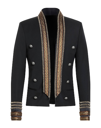 BALMAIN Blazer Black 100% Wool, Polyester, Silk, Brass, Glass