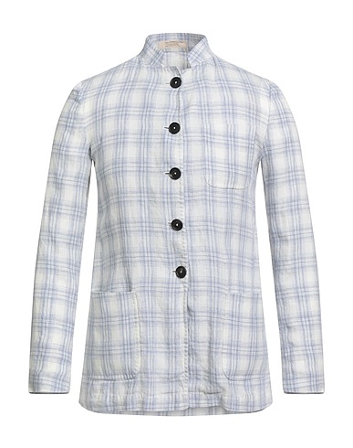 MASSIMO ALBA Checked shirt Sky blue 100% Linen