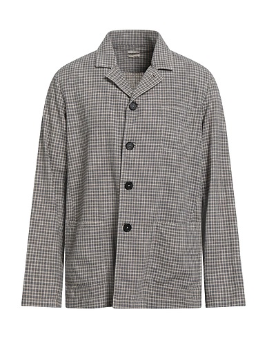 MASSIMO ALBA Checked shirt Midnight blue 55% Linen, 44% Elastane, 1% Textile fibres