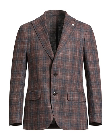 LUIGI BIANCHI Mantova Blazer Chocolate brown 60% Linen, 40% Virgin Wool