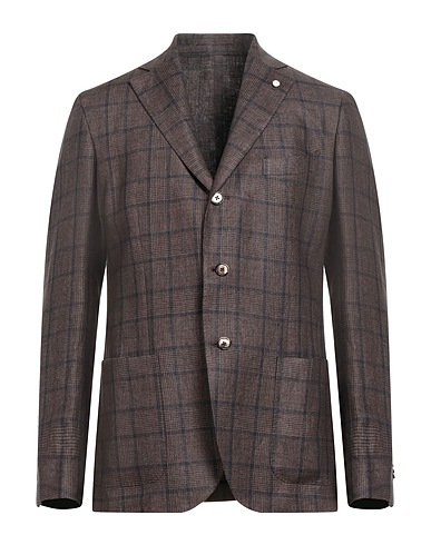 LUIGI BIANCHI Mantova Blazer Dark brown 100% Linen