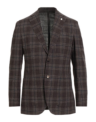 LUIGI BIANCHI Mantova Blazers Dunkelbraun 80% Baumwolle, 20% Leinen