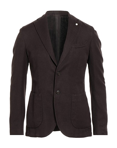LUIGI BIANCHI Mantova Blazer Dark brown 75% Cotton, 25% Linen