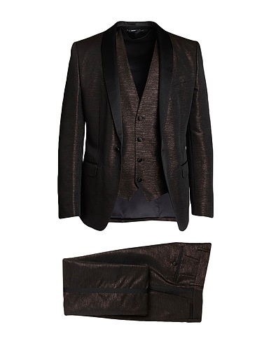 DOLCE&GABBANA Suits MARTINI Dark brown 77% Acetate, 10% Silk, 8% Polyester, 5% Polyamide