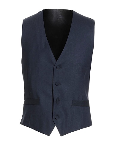 LARDINI Waistcoat Midnight blue 98% Wool, 2% Elastane