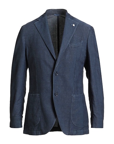 LUIGI BIANCHI Mantova Blazer Navy blue 58% Linen, 42% Cotton