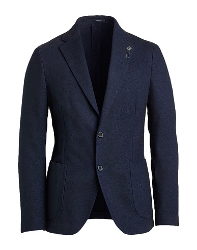 LARDINI Blazer Midnight blue 66% Cotton, 12% Wool, 12% Nylon, 10% Viscose
