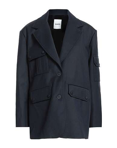 SANDRO テーラードジャケット ミッドナイトブルー ポリエステル 55% / バージンウール 45%