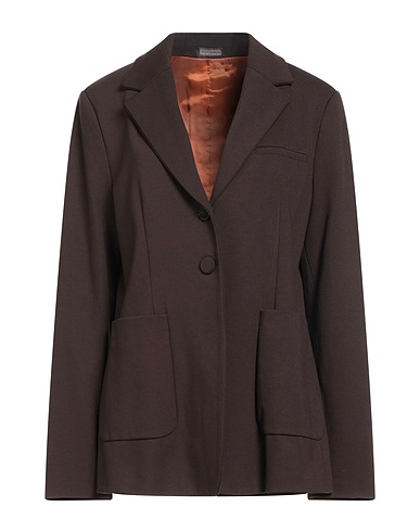 MALÌPARMI Blazer Dark brown 65% Viscose, 32% Nylon, 3% Elastane