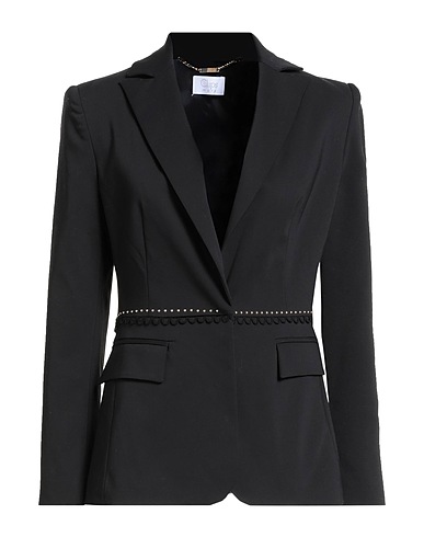 CLIPS MORE Blazer Black 62% Cotton, 33% Polyester, 5% Elastane