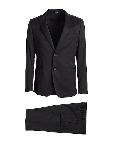 TONELLO Suits Black 100% Virgin Wool