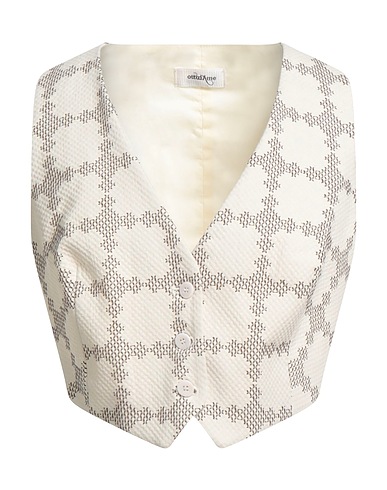 OTTOD'AME Waistcoat Cream 98% Cotton, 2% Elastane