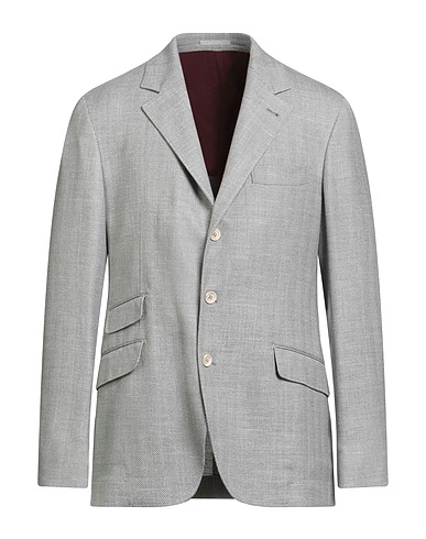 BRUNELLO CUCINELLI Blazer Light grey 62% Wool, 20% Silk, 17% Linen, 1% Elastane