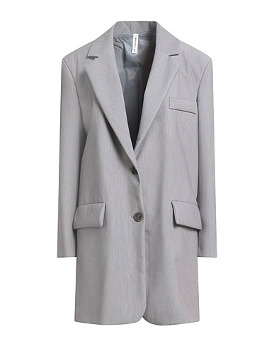 TENSIONE IN Full-length jacket Grey 83% Polyester, 13% Viscose, 4% Elastane