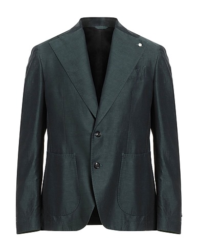 LUIGI BIANCHI Mantova Blazer Dark green 65% Cotton, 30% Linen, 5% Mohair wool