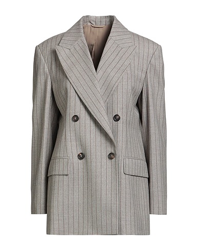 BRUNELLO CUCINELLI Blazer Light grey 100% Virgin Wool, Brass