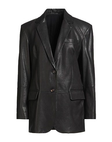 BRUNELLO CUCINELLI Blazer Black 100% Leather, Brass