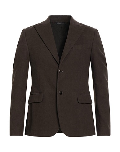 DANIELE ALESSANDRINI Blazer Chocolate brown 46% Cotton, 39% Polyester, 14% Viscose, 1% Elastane