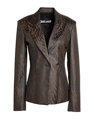 JUST CAVALLI Blazer Chocolate brown 56% Polyester, 39% Polyamide, 5% Elastane