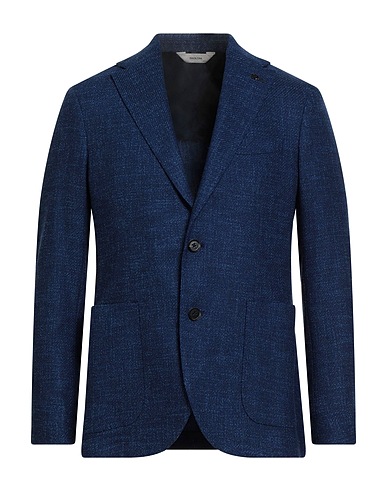 PAOLONI Blazer Blue 52% Virgin Wool, 20% Silk, 14% Synthetic fibers, 12% Cotton, 2% Cashmere