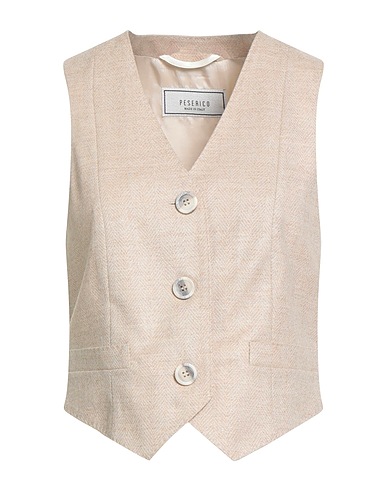PESERICO Waistcoat Beige 92% Virgin Wool, 4% Polyamide, 3% Polyester, 1% Elastane