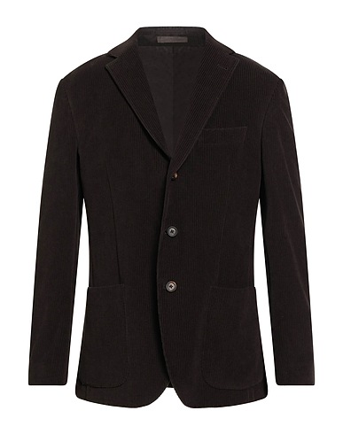 ELEVENTY Blazer Dark brown 100% Cotton, Goat skin
