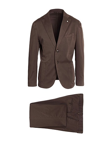 L.B.M. 1911 Suits Dark brown 97% Cotton, 3% Elastane