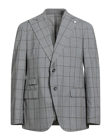 LUIGI BIANCHI Mantova Blazer Grey 100% Virgin Wool