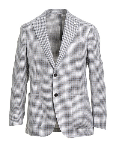 LUIGI BIANCHI Mantova Blazer Light blue 55% Linen, 25% Silk, 20% Cotton