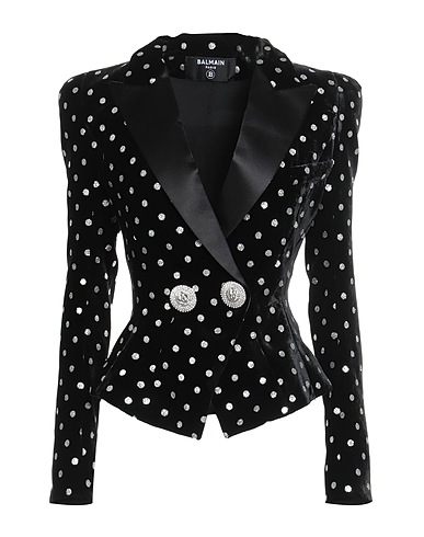 BALMAIN Blazer Black 82% Rayon, 18% Polyamide, Polyester, Silk