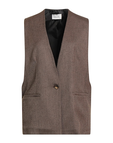 SOUVENIR Waistcoat Brown 64% Polyester, 33% Viscose, 3% Elastane