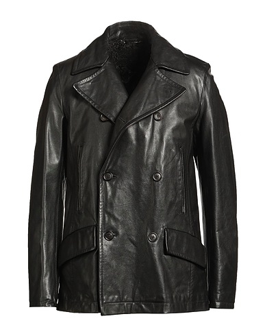 DOLCE&GABBANA Cabanjacke & Zweireiher Schwarz 90% Stierleder, 8% Baumwolle, 2% Elastan