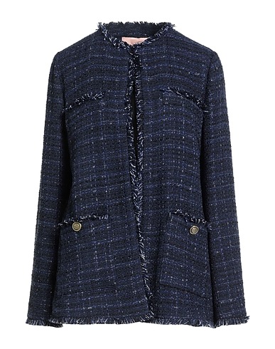 TWINSET Jacket Navy blue 48% Cotton, 26% Synthetic fibers, 22% Polyester, 3% Other Fibres, 1% Wool