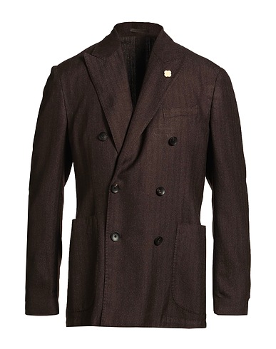 LARDINI Blazer Dark brown 43% Cashmere, 42% Wool, 15% Silk