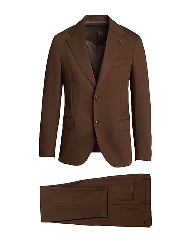 LARDINI Suits Dark brown 100% Virgin Wool